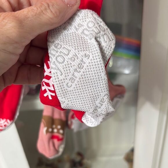 Just One You by Carters Red Reindeer and Santa one piece Footie Pajamas Size 12m - Picture 6 of 7